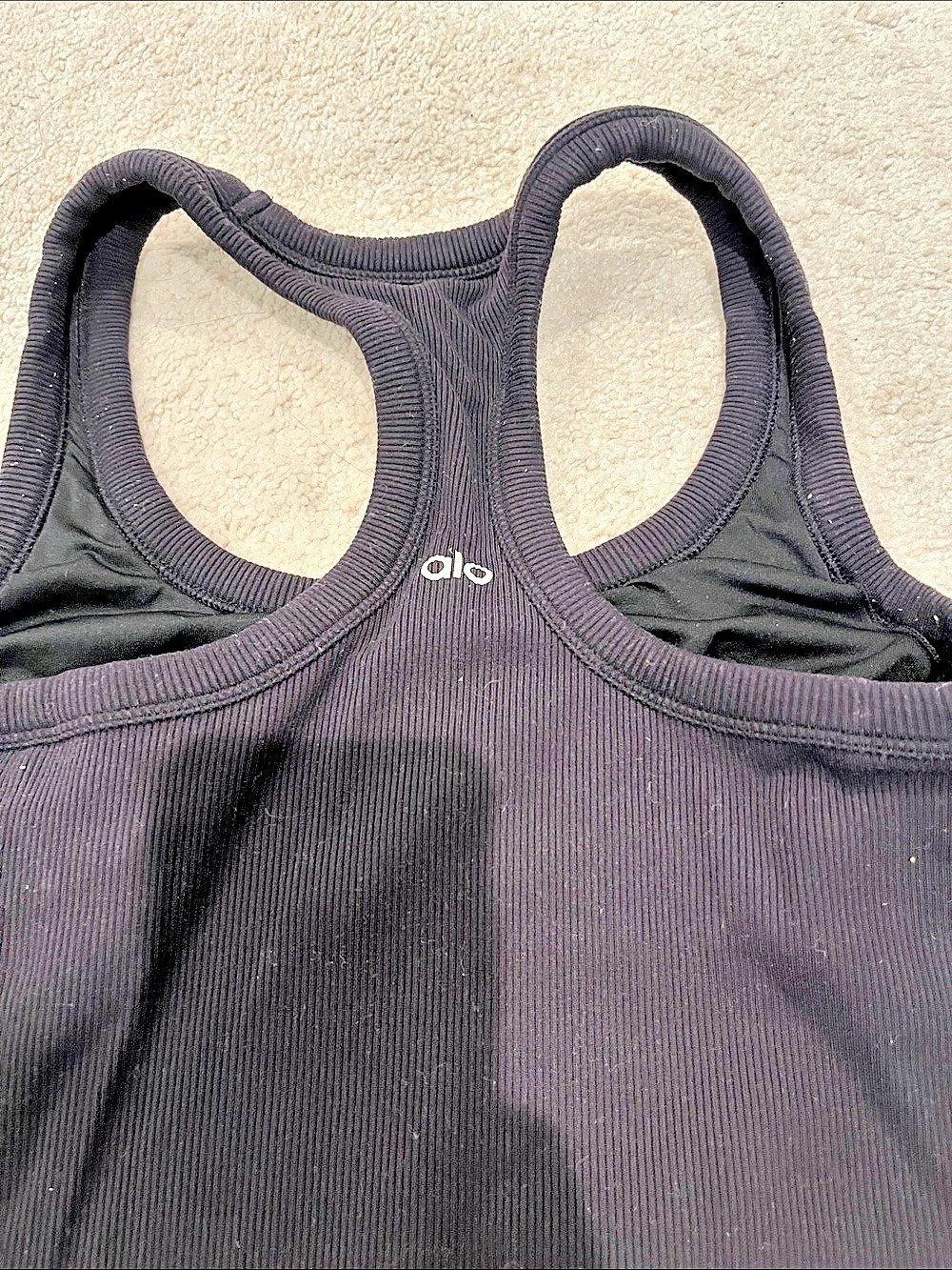 Alo Black Ribbed Racerback Tank - Picture 3 of 3